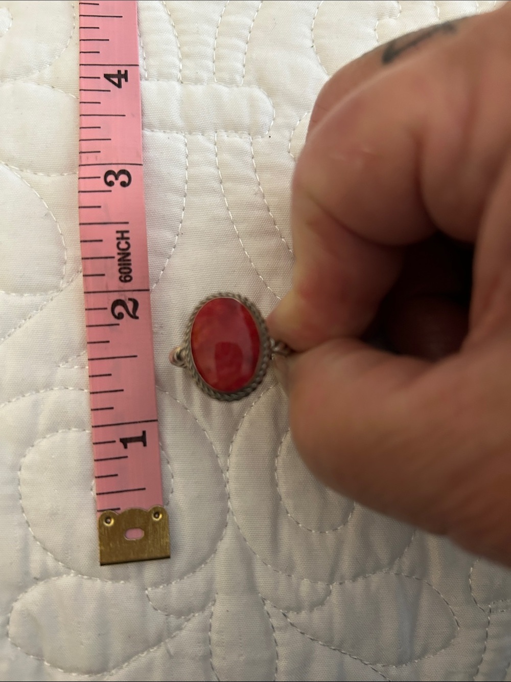 Sterling Silver Red Oval Stone Ring